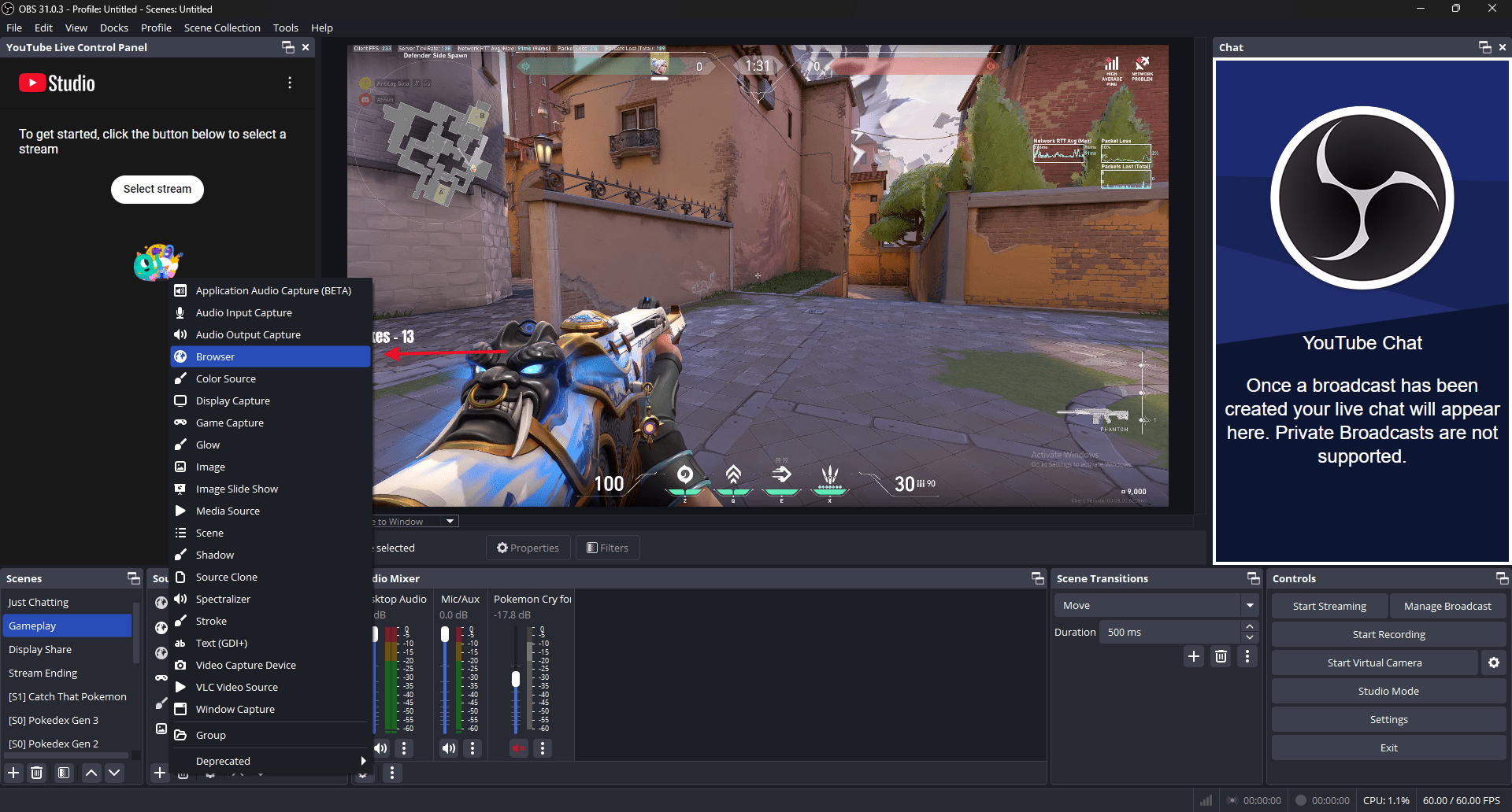 Open OBS Studio and Add a Browser Source